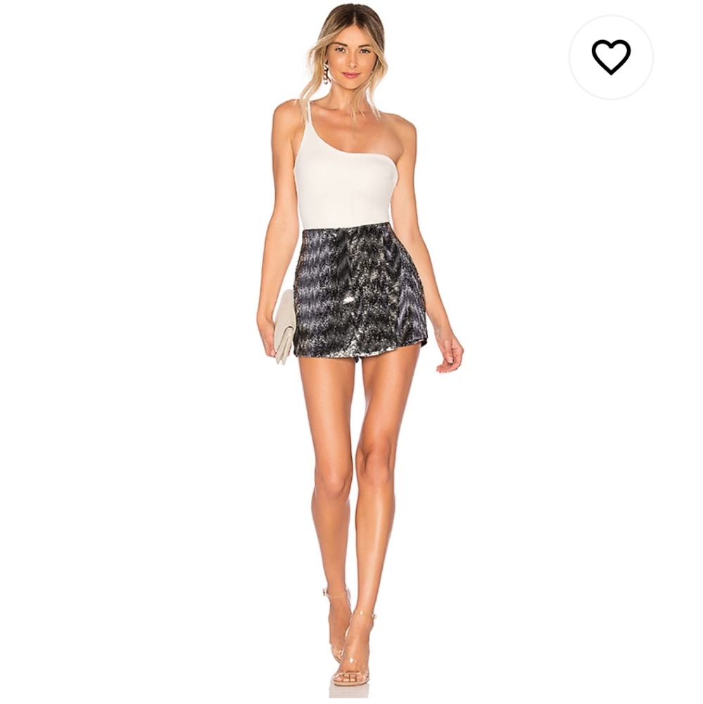 NBD: Blane Mini Skort In Shiny Gunmetal